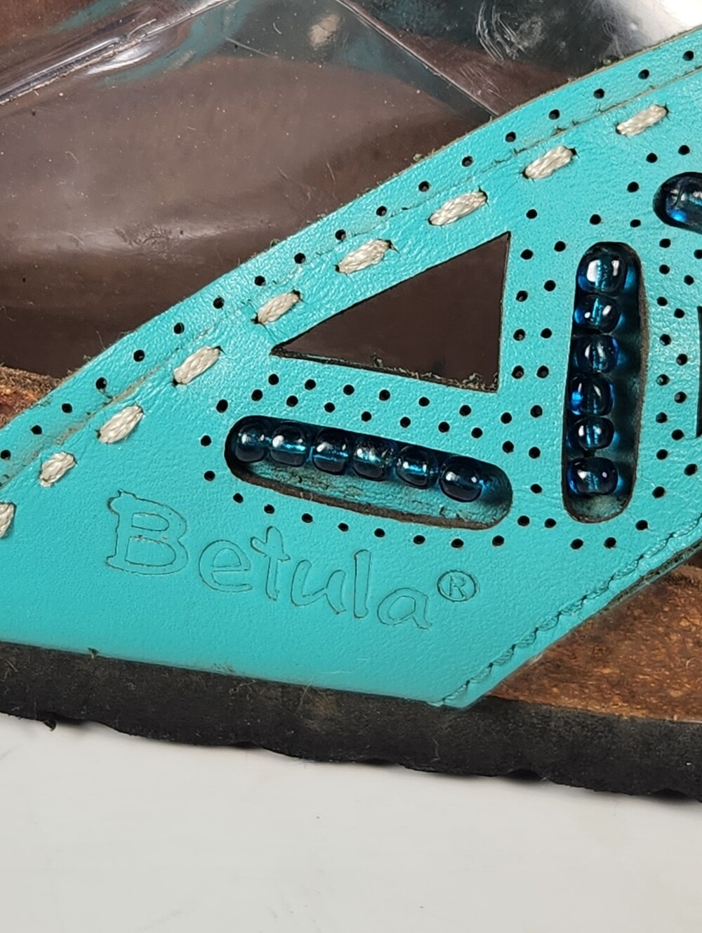 BIRKENSTOCK Betula Womens Joyce Sandal 6 Narrow Turquoise Beaded Leather Shoe - Picture 3 of 11